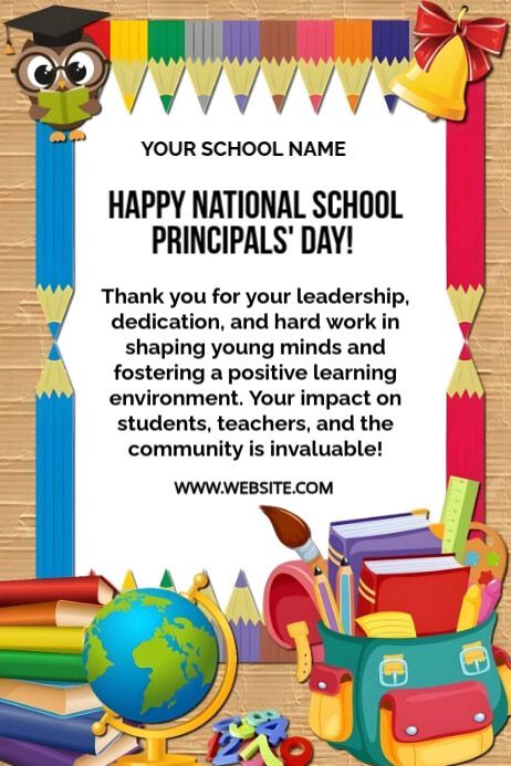 White Maximalist School Principal's Day Poster Template | PosterMyWall