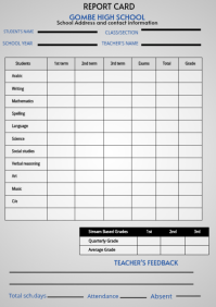 White Maximalist School Report Card  A4 template