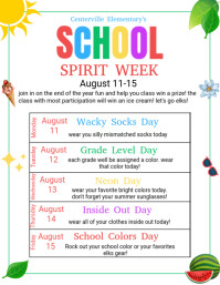 White Maximalist School Spirit Week Flyer (us Letter) template