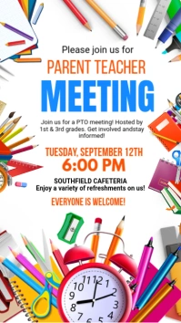 White Maximalist School Staff Meeting Invite Instagram Story template