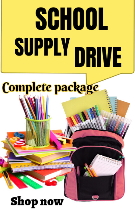 White Maximalist School Supplies Flyer  Tabloid Tablóide template