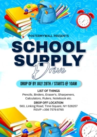 White Maximalist School Supply Drive  A4 template