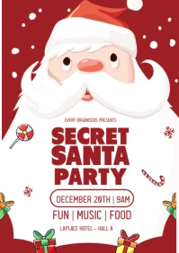 White Maximalist Secret Santa Party  A3 template