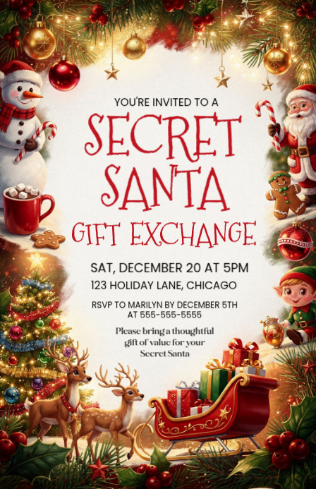 Secret Santa Gift Exchange Template | PosterMyWall