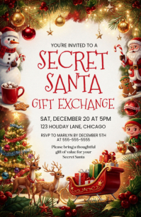 White Maximalist Secret Santa Template Tabloid