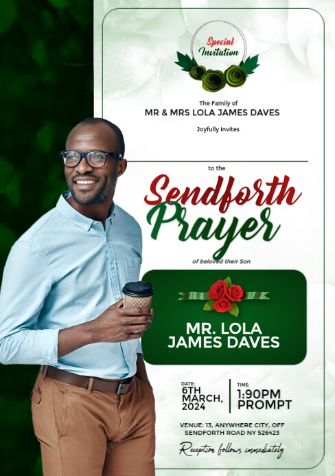 White Maximalist Send Forth Invitation  A5 template