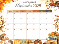 White Maximalist September 2025 Calendar|orange And White Minimalist Design  Yard Sign template