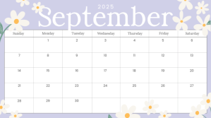 Blanc September 2025 Calendar Digitalt display Template