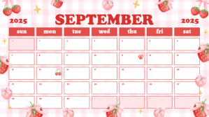 White September 2025 Calendar Digitalt display Template