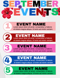 White Maximalist September Event Calendar  Flyer (us Letter) template
