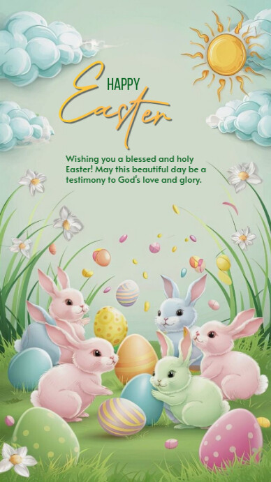White Maximalist Simple Easter Greeting Card Instagram Story template