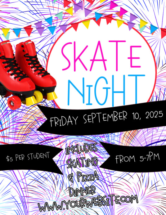 White Maximalist Skate Night Flyer (us Letter) template