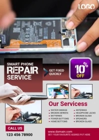 White Maximalist Smartphone Repair Services A6 template