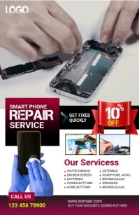 White Maximalist Smartphone Repair Services Tabloid template