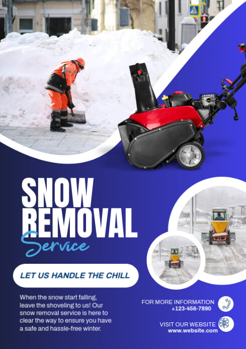 White Maximalist Snow Removal Service  A4 template