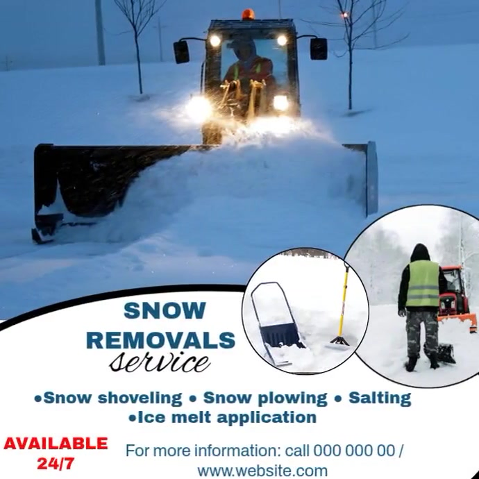 White Maximalist Snow Removal Service video Instagram Post Template ...