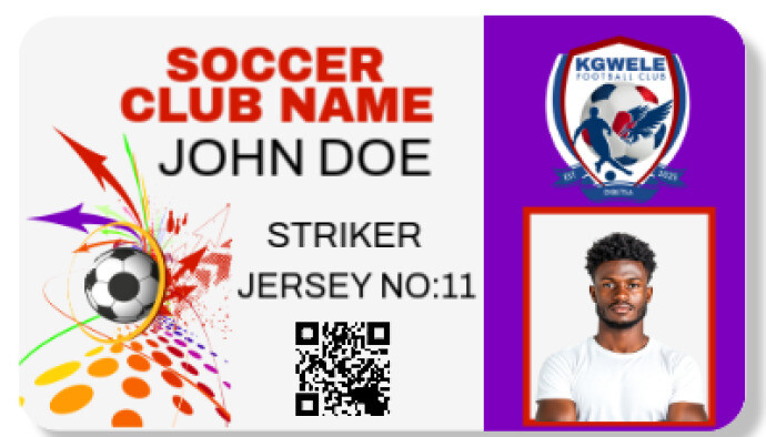 White Maximalist Soccer Player Id Card Business Card 名片 template