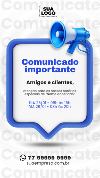 White Maximalist Social Media For Notices And Announcements Blue Social Media For Notices Instagram template