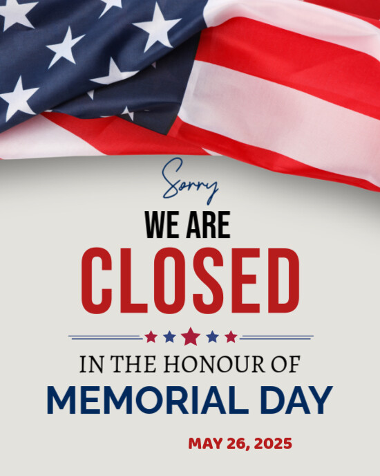 White Maximalist Sorry We Are Closed On Memorial Day Flyers  Instagram Portrait template