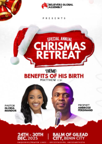 White Maximalist Special Church Christmas Retreat Flyer A4 template