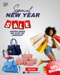 White Maximalist Special New Year Sale Instagram Portrait template