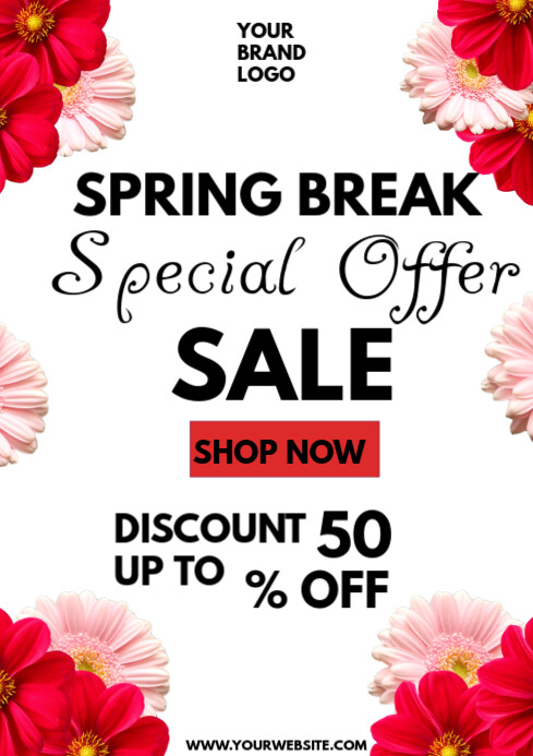 White Maximalist Spring Break Special Offer Sale A4 Template | PosterMyWall
