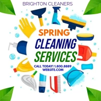 White Maximalist Spring Cleaning Services Logo template