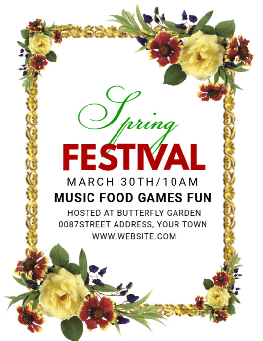 White Maximalist Spring  Festival Flyer (us Letter) template