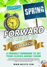 White Maximalist Spring Forward Flyer A3 template