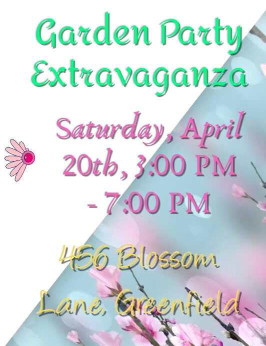 White Maximalist Spring Garden Party Extravaganza Flyer (8.5in X 11in) Flyer (us Letter) template