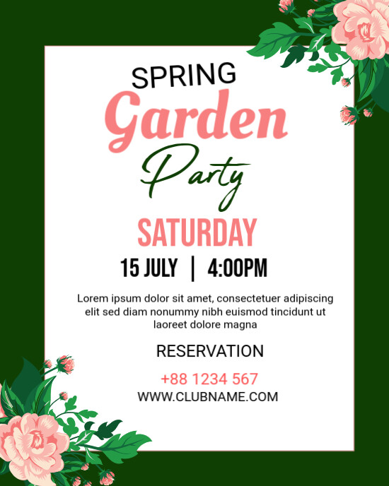 White Maximalist Spring Garden Party Saturday 15 July Instagram Portrait template