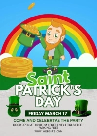 White Maximalist St. Patrick's Day Flyer A6 template