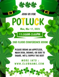 White Maximalist St. Patrick's Day Party Invitation Flyer (us Letter) template