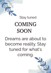 White Maximalist Stay Tuned Coming Soon  A4 template