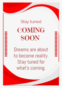 White Maximalist Stay Tuned Coming Soon  A4 template