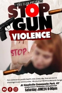 White Maximalist Stop Gun Violence Video Poster โปสเตอร์ template
