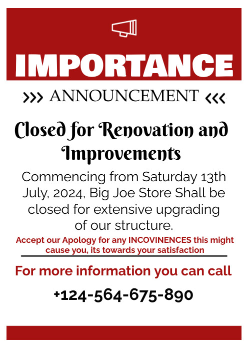 White Maximalist Store Closure For Renovatio Template | PosterMyWall