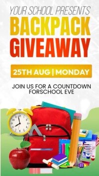 White Maximalist Student Backpack Giveaway Instagram Story template