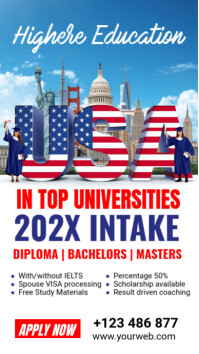 White Maximalist Study Abroad Usa Invitation Instagram Story template