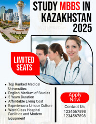 White Maximalist Study Mbbs In Kazakhstan Flyer (us Letter) Pamflet (Letter AS) template
