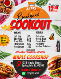 White Maximalist Summer Backyard Cookout Picnic Flyer (us Letter) template