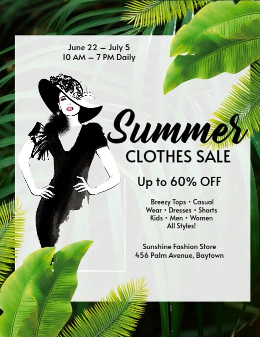 White Maximalist Summer Clothes Sale  Flyer (us Letter) template