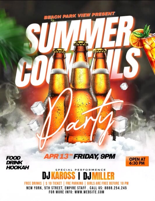 White Maximalist Summer Cocktails Party Invitation Flyer (us Letter) template