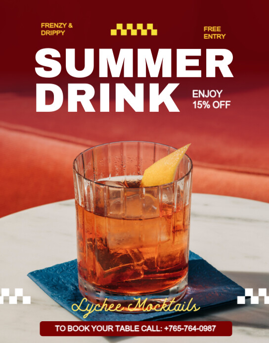 White Maximalist Summer Drink Sale Poster/wallboard Plakkaat/Muurbord template