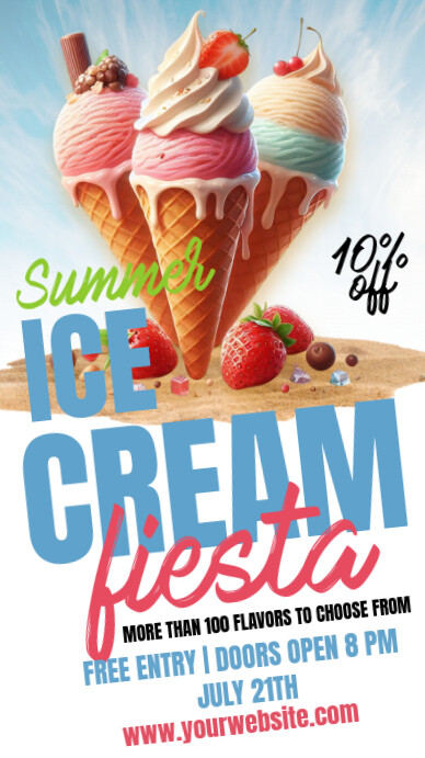 White Maximalist Summer Ice Cream Fiesta Instagram Story template
