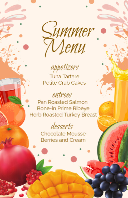 White Maximalist Summer Menu Tabloid template