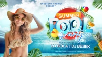 White Maximalist Summer Pool Party  Digital D งานแสดงผลงานแบบดิจิทัล (16:9) template