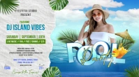 White Maximalist Summer Pool Party Digital Di 数字显示屏 (16:9) template
