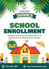 White Maximalist Summer School Enrollment Announcement A6 template
