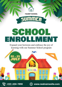 White Maximalist Summer School Enrollment Announcement A6 template